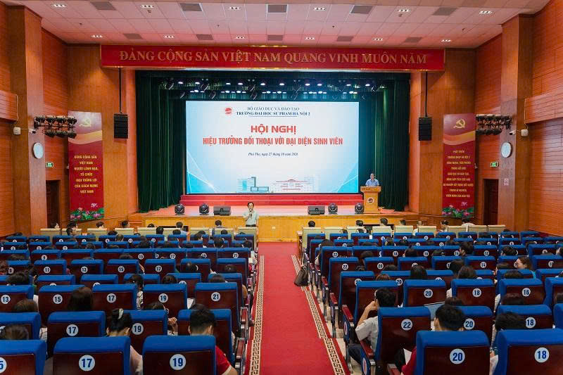 Trường ĐHSP Hà Nội 2 tổ chức Hội nghị Hiệu trưởng đối thoại với đại diện sinh viên năm học 2026 - 2027
