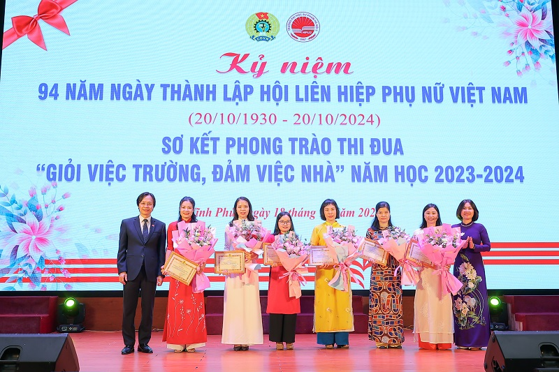 Kỷ niệm 94 năm ngày thành lập Hội Liên hiệp Phụ nữ Việt Nam, Sơ kết phong trào thi đua “Giỏi việc trường, đảm việc nhà” năm học 2023-2024 và Hội thi Tiếng hát Karaoke Công đoàn